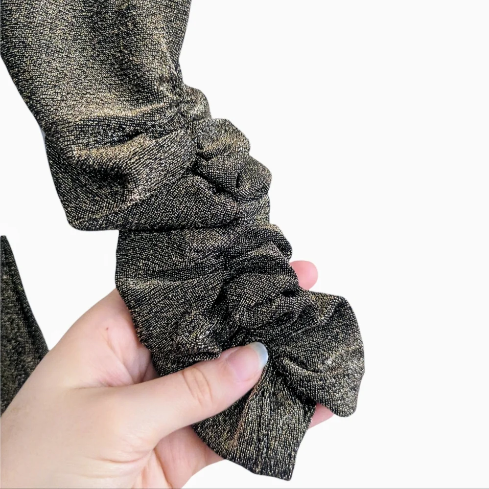 Reformation 'Rahm' Ruched Puff Sleeve Dress in Bronze Sparkle Size XS - Picture 9 of 13